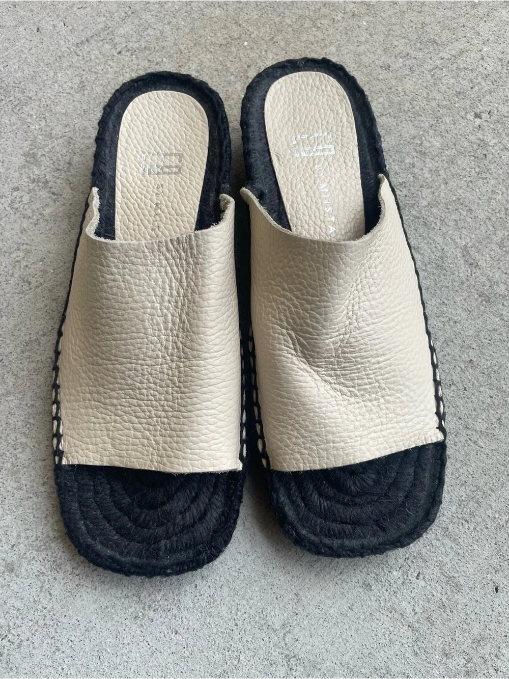 E8 By Miista Melina Grained Leather Cream Espadrille Sandals 7.5 EU 38 Classic